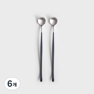니코트 국내산 Satin 컬러 롱스푼, 블루블랙, 6개