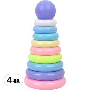 9단 파스텔 공 링토스 링쌓기, 혼합색상, 4세트