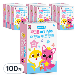 ABPLUS 핑크퐁 아기상어 더밴드 키즈밴드 표준형 반창고, 16개입, 100개