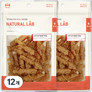 네츄럴랩 강아지 건조 간식 롤, 닭가슴살 롤, 100g, 12개