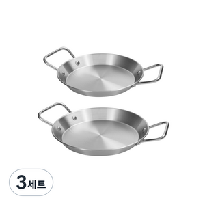 키친아트 올스테인레스 빠에야팬 2종 세트, 24cm, 3세트