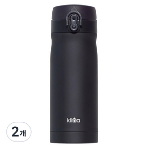 클리나 원터치 보온보냉 텀블러, 블랙, 350ml, 2개