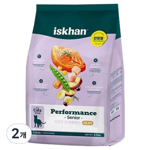 이즈칸 시니어 캣 퍼포먼스 건식사료, 닭+연어, 6.5kg, 2개