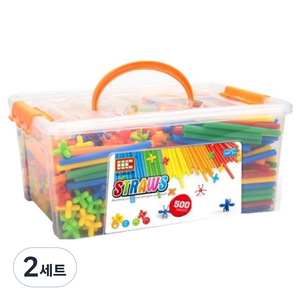 토이토 재미있는 빨대 빌딩블럭 놀이 세트 500p, 혼합색상, 2세트