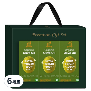 맑은농장 유기농 엑스트라버진 올리브오일 선물 140ml x 3p 세트, 6세트
