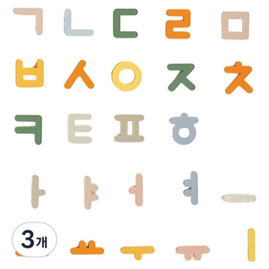 BUNNYHOUSE 한글 파닉스 원목 자석 블록, 파스텔 무지개, 3개