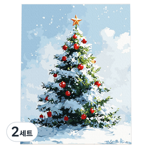 플레이어바웃 유화 그림 DIY 명화그리기 40 x 50 cm 세트, 화이트 크리스마스 트리(PM036), 2세트