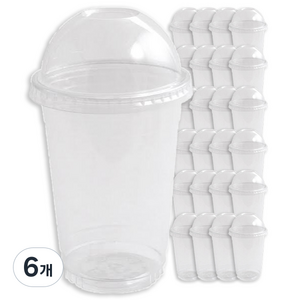 아이스 투명컵 16oz + 돔형 타공 뚜껑, 480ml, 25개입, 6개