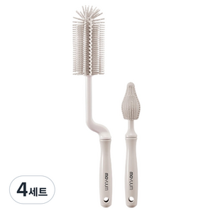 모윰 실리콘 젖병솔 2종 세트, 4세트, 스노우 화이트
