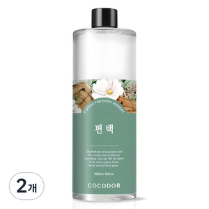 코코도르 대용량 디퓨저 리필, 편백, 500ml, 2개