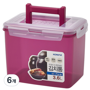코멕스 뚜껑이 더 튼튼해진 김치통 마젠타, 3.6L, 6개
