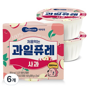 베베쿡 처음먹는 과일퓨레, 사과맛, 160g, 6개