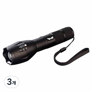위드 LED 자전거 강력줌 라이트 손전등 T2300, 블랙, 3개