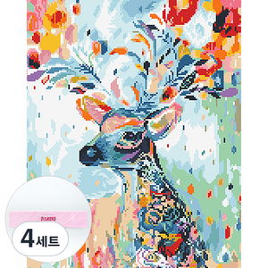 디클레어 DIY 패브릭형 보석십자수 패키지 세트 50 x 40 cm, F2025 행운의 사슴, 4세트