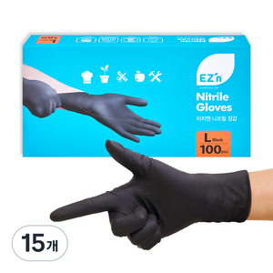 EZn이지엔 니트릴 장갑 3.5g 100p, 블랙, 대, 15개