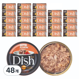동원뉴트리플랜 디쉬 고양이 캔, 혼합맛(흰살참치/연어), 85g, 48개