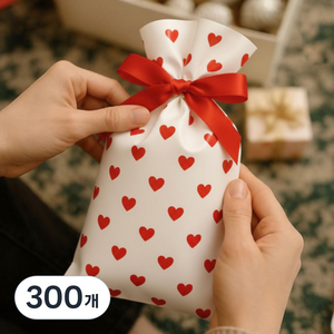 인디케이 선물포장 리본 비닐봉투, 하트, 300개