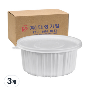 쿡앤락 성형 원형탕 중 2.3L 백색 세트, 100개, 3개