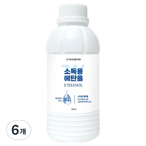 더블유제약 소독용 에탄올, 6개, 250ml