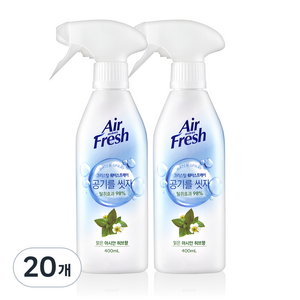 에어후레쉬 크리스탈 워터스프레이 맑은 아시안 허브향 실내 탈취제 본품, 400ml, 20개