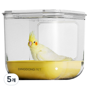 딩동펫 반려동물 앵무새 새장 목욕 모이통, 옐로우, 5개