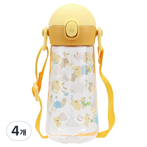 릴팡 더보틀 원터치 어깨끈 트라이탄 물통, 옐로우베어, 470ml, 4개