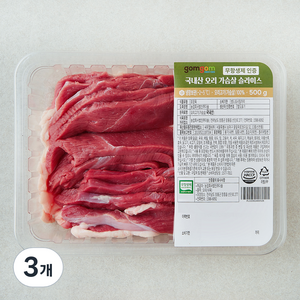 곰곰 무항생제 인증 국내산 오리 가슴살 슬라이스 (냉장), 500g, 3개