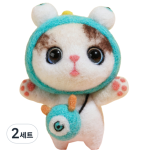 후니마켓 DIY 펠트 세트 고양이 45외계인 차량용2, 2세트, 혼합색상