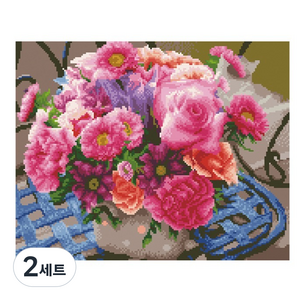 디클레어 액자 캔버스형 보석십자수 DIY 키트 40 x 50 cm, 러블리 꽃다발, 2세트
