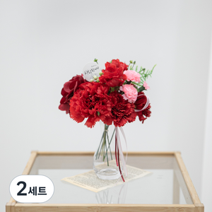 플라워트리 조화 힐링 카네이션 + 화병 DIY 세트, 혼합색상, 2세트