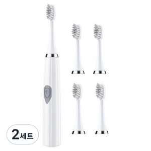 안이네 스마트 배터리전용 전동칫솔 + 칫솔모 4p 세트, 화이트, 2세트
