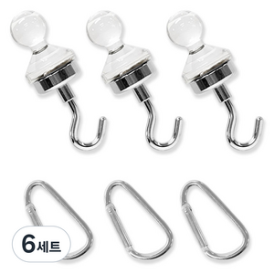 디와이엔텍 네오디움 캠핑 고리 자석 행거 세트, 투명, 6세트