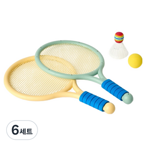 모던하우스 키즈 GYM 소음없는 라켓 2종 + 소프트볼 + 배드민턴공 세트, 혼합색상, 6세트