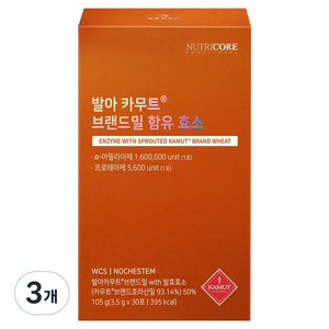 뉴트리코어 발아 카무트 브랜드밀 함유 효소 30p, 105g, 3개