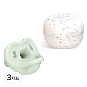 모윰 올 실리콘 마카롱 쪽쪽이 노리개젖꼭지 + 전용 케이스, 3단계(6개월이상), 세이지, 3세트