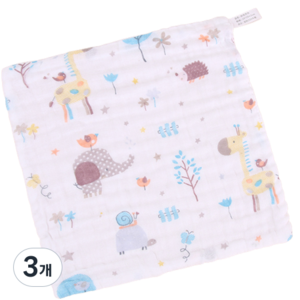 다사바바 6겹 엠보 면 거즈 손수건, 3개, 기린