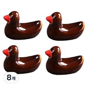 귀여운 오리 세라믹 젓가락 받침대, 다크브라운, 8개