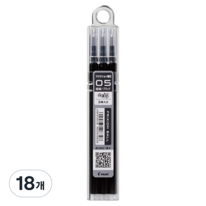 프릭션 볼 노크 볼펜용 리필심 0.5mm, 흑, 18개