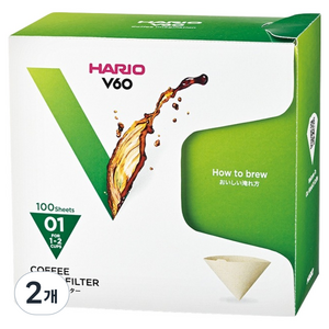 하리오 V60 커피종이필터 1-2인용 VCF-01-100MK, 100개입, 2개