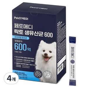 페토메디 강아지 락토 생유산균 600 영양제 60포, 60g, 장건강/유산균, 4개