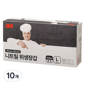 쓰리엠 니트릴 위생장갑 100p, 블랙, L, 10개