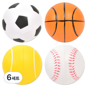 말랑말랑 스펀지 스포츠 공4종, 혼합색상, 6세트