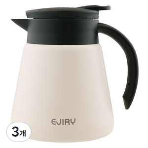에지리 테이블팟 스텐 보온보냉 주전자, 3개, 0.6L, 프림아이보리