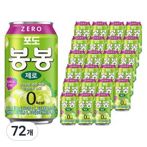 해태htb 포도 봉봉 제로, 340ml, 72개