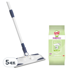 스카치브라이트 베이직 막대걸레 + 미세먼지 정전기 청소포 60매, 5세트