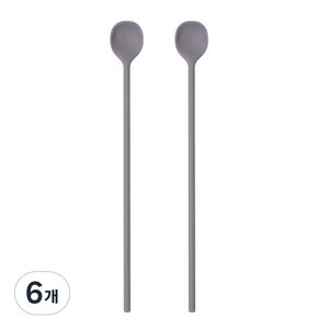 키친팩토리 파스텔 프리미엄 실리콘 머들러 롱티스푼, 허쉬코코아, 6개