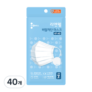 리앤웰 비말차단 마스크 대형 KF-AD, 7개입, 40개, 화이트