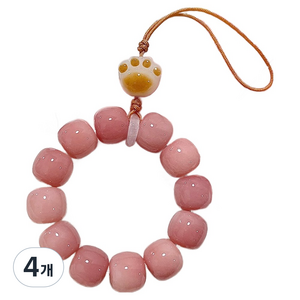 오브엘 귀여운 염주 핸드폰고리 ONE SIZE, 베이지 발바닥 복숭아, 4개