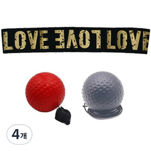 복싱 권투 동체시력 트레이닝 훈련 복싱볼 01 LOVE 엘라스틱 코튼 헤어밴드 공, 빨간색, 검은색(PU공), 4개