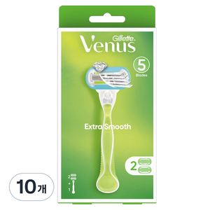 Venus 정품 엑스트라 스무스 여성용 면도기 핸들 + 날 2p 세트, 10개, 1개입